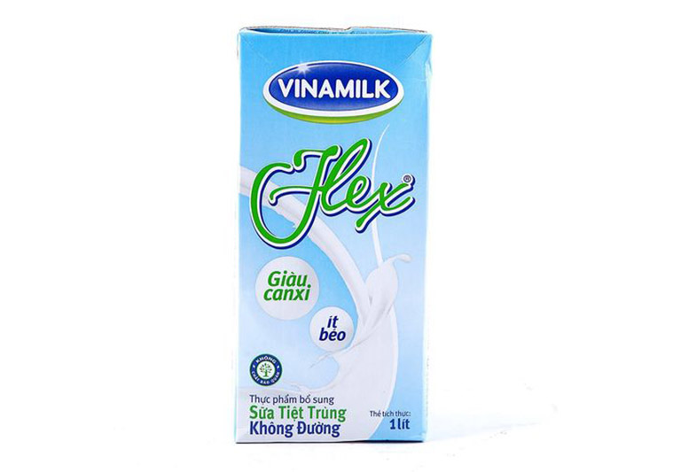 Sữa tiệt trùng Flex của Vinamilk hoàn toàn không chứa đường, ít béo và giàu canxi