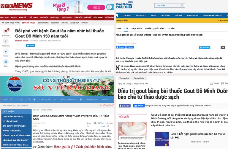 Các tờ báo uy tín đưa tin về bài thuốc nam gia truyền Gout Đỗ Minh