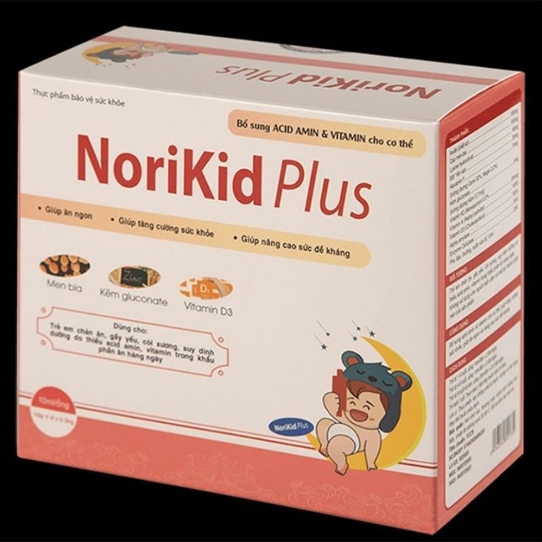 Norikid Plus là thực phẩm chức năng giúp tăng cường sức đề kháng, cải thiện hệ tiêu hoá và tình trạng biếng ăn, chán ăn ở trẻ