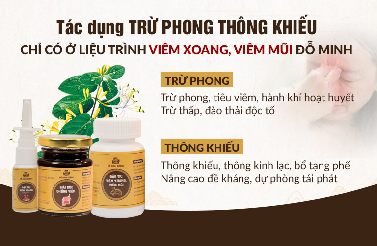 Tác dụng TRỪ PHONG - THÔNG KHIẾU của bài thuốc Viêm xoang Đỗ Minh Đường